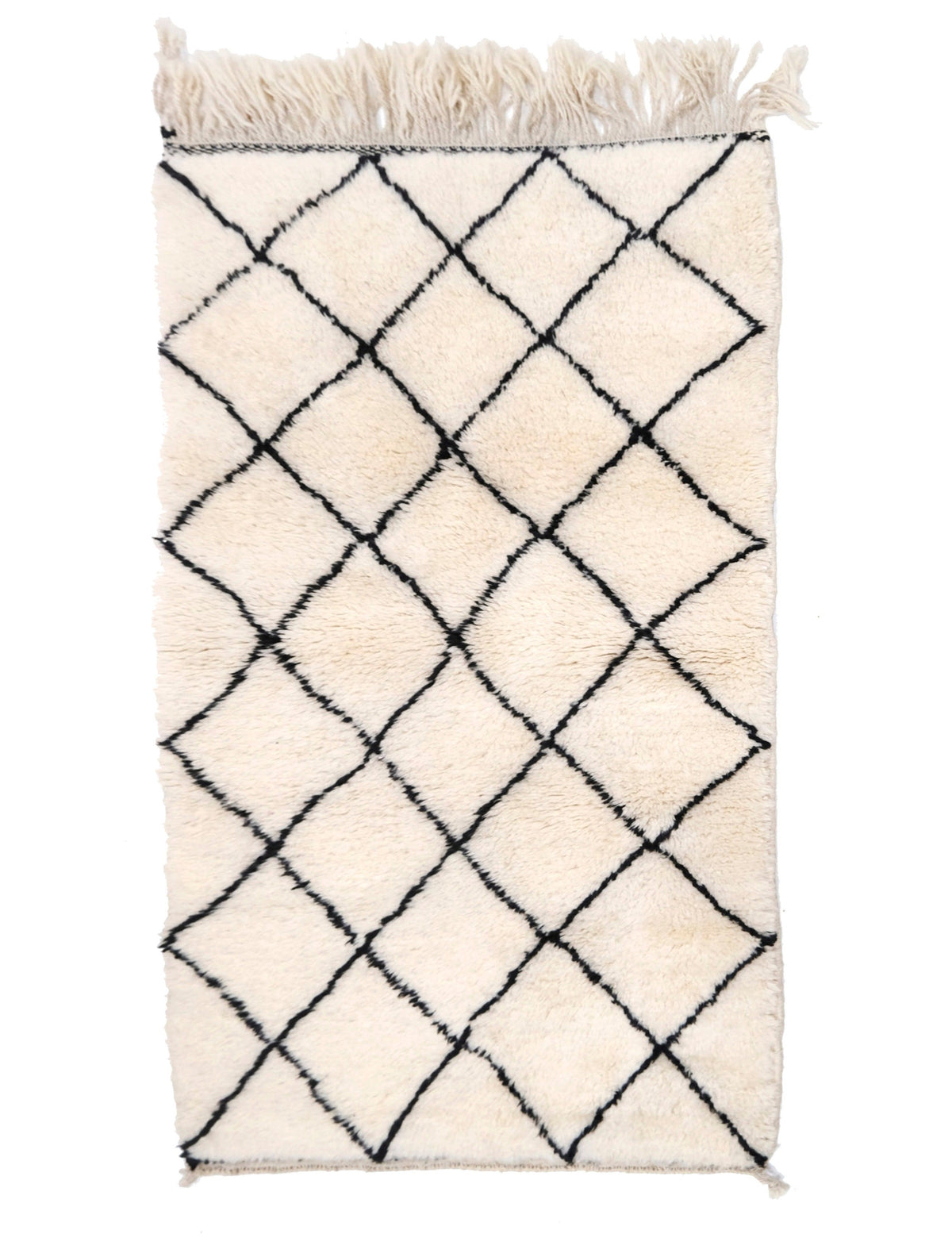 Black and Ivory Beni Ouarain Rug – Handmade Moroccan Wool Rug