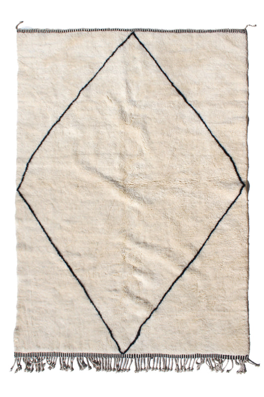 Handmade Beni Ourain Moroccan rug made from natural wool by Berber women artisans in the Atlas Mountains