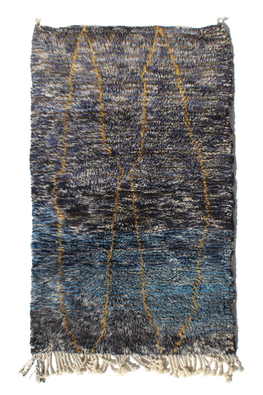 Blue and Gold Moroccan Wool Rug