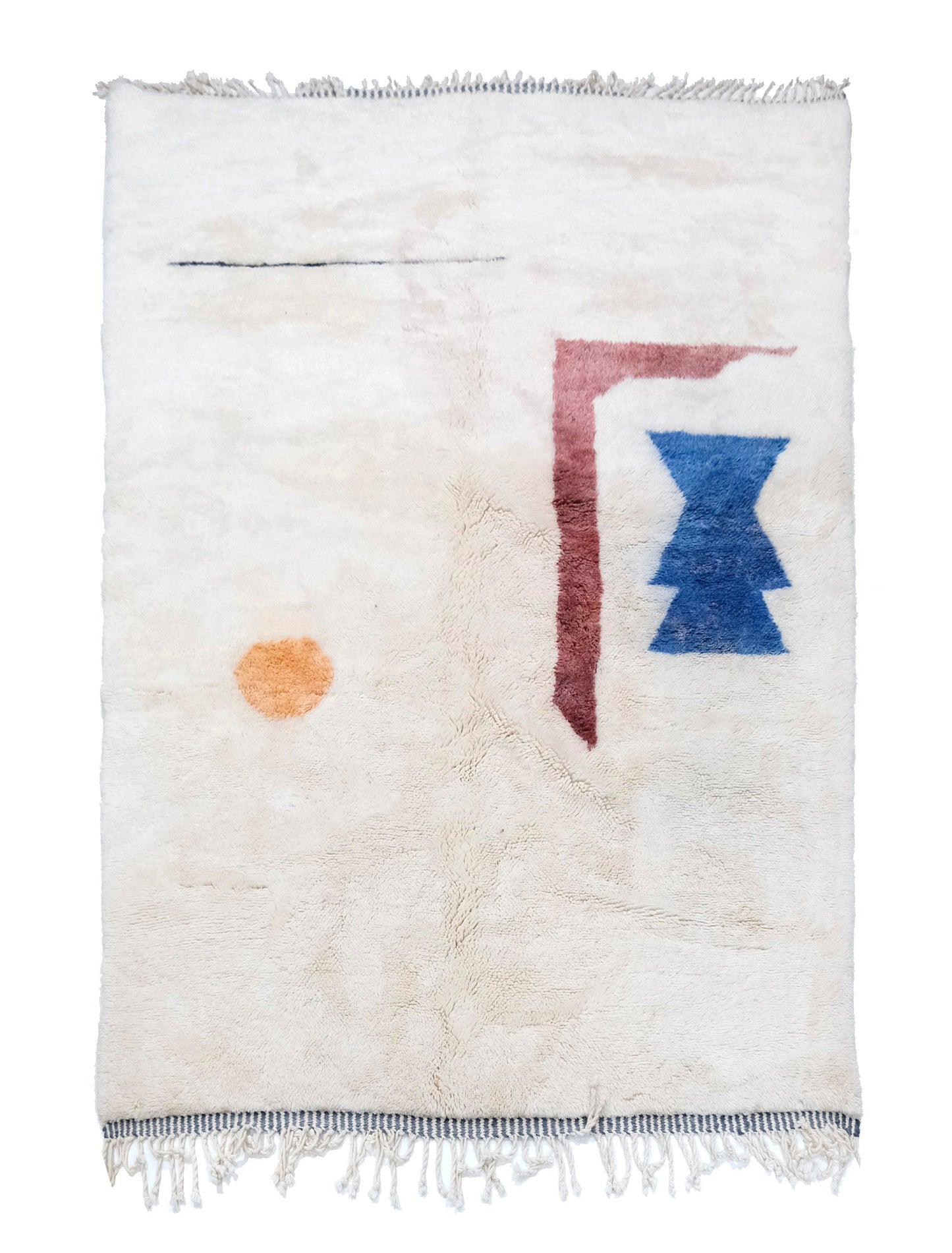 Minimalist Cream Moroccan Rug with Abstract Geometric Shapes