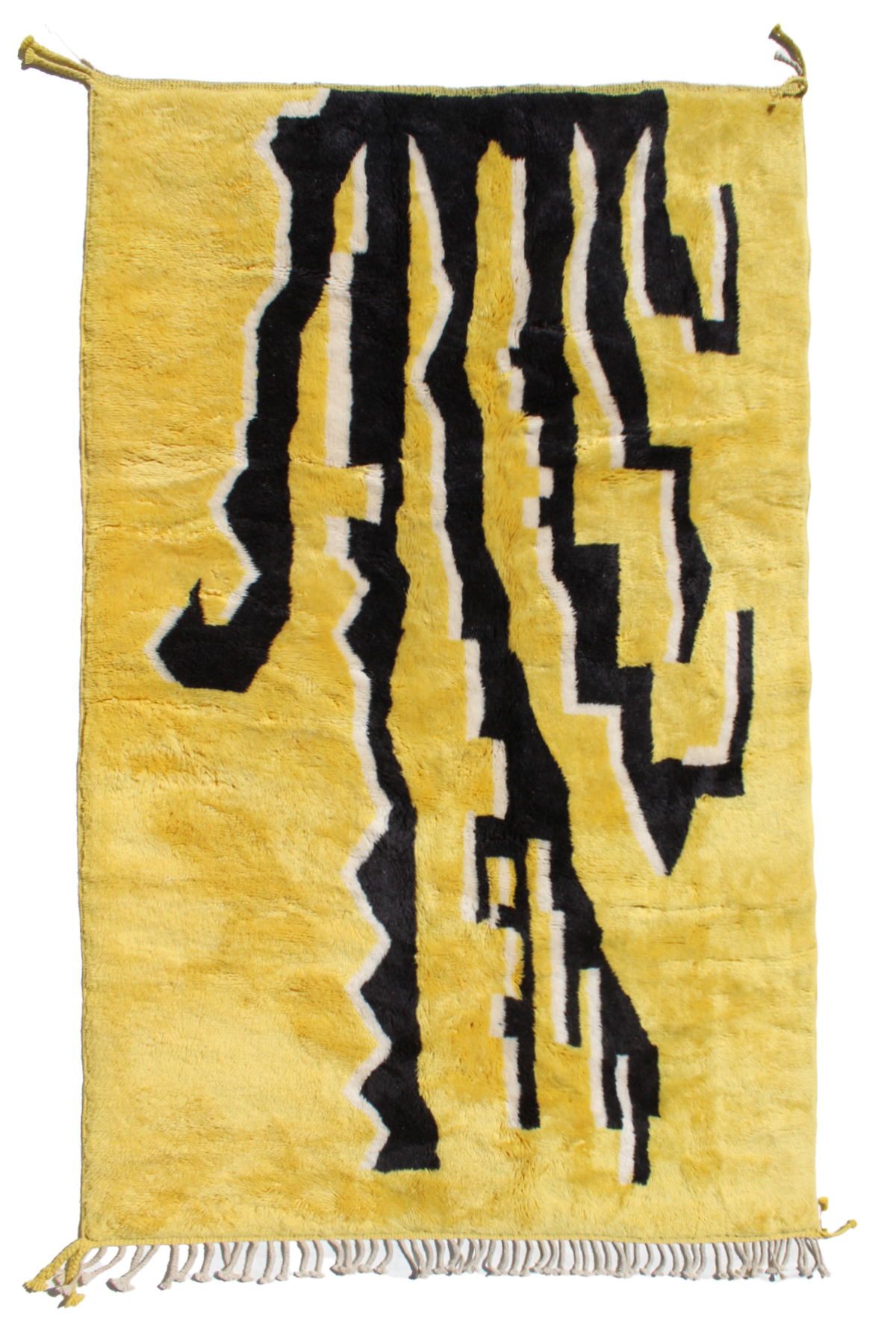 Beni Imlil Rug 200x150 cm – Handwoven 100% Wool, Yellow & Black