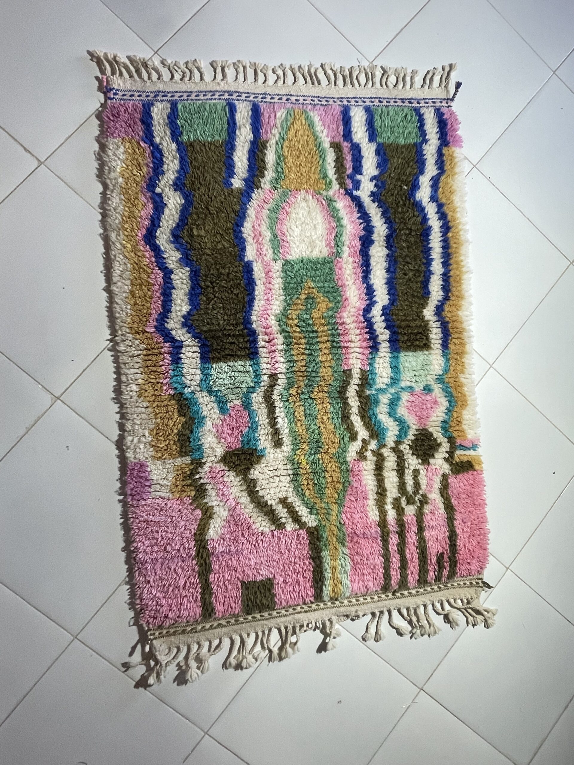 Handmade Moroccan Azilal Rug 150x100 cm – Colorful Wool Berber Carpet, Abstract Boho Art Rug - Image 7