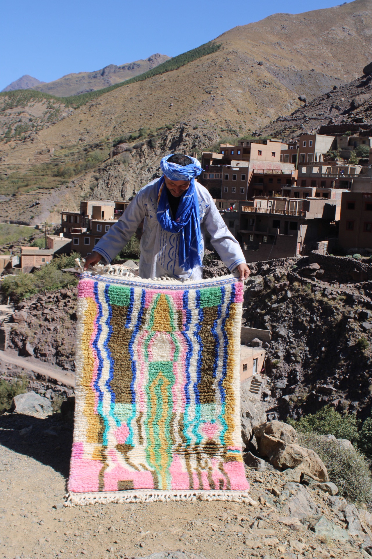 Handmade Moroccan Azilal Rug 150x100 cm – Colorful Wool Berber Carpet, Abstract Boho Art Rug - Image 3