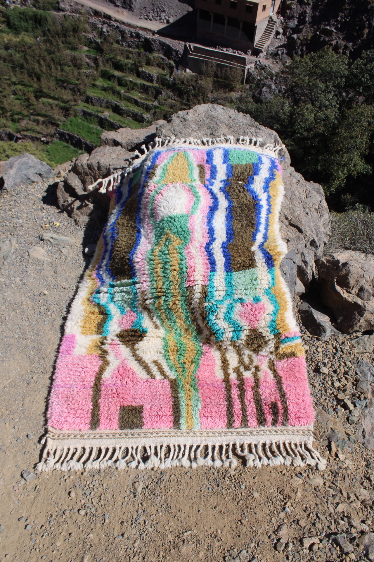 Handmade Moroccan Azilal Rug 150x100 cm – Colorful Wool Berber Carpet, Abstract Boho Art Rug - Image 8