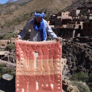 Colorful Moroccan Azilal Rug 150x100 cm – Handmade Wool Berber Carpet, Bohemian Tribal Art