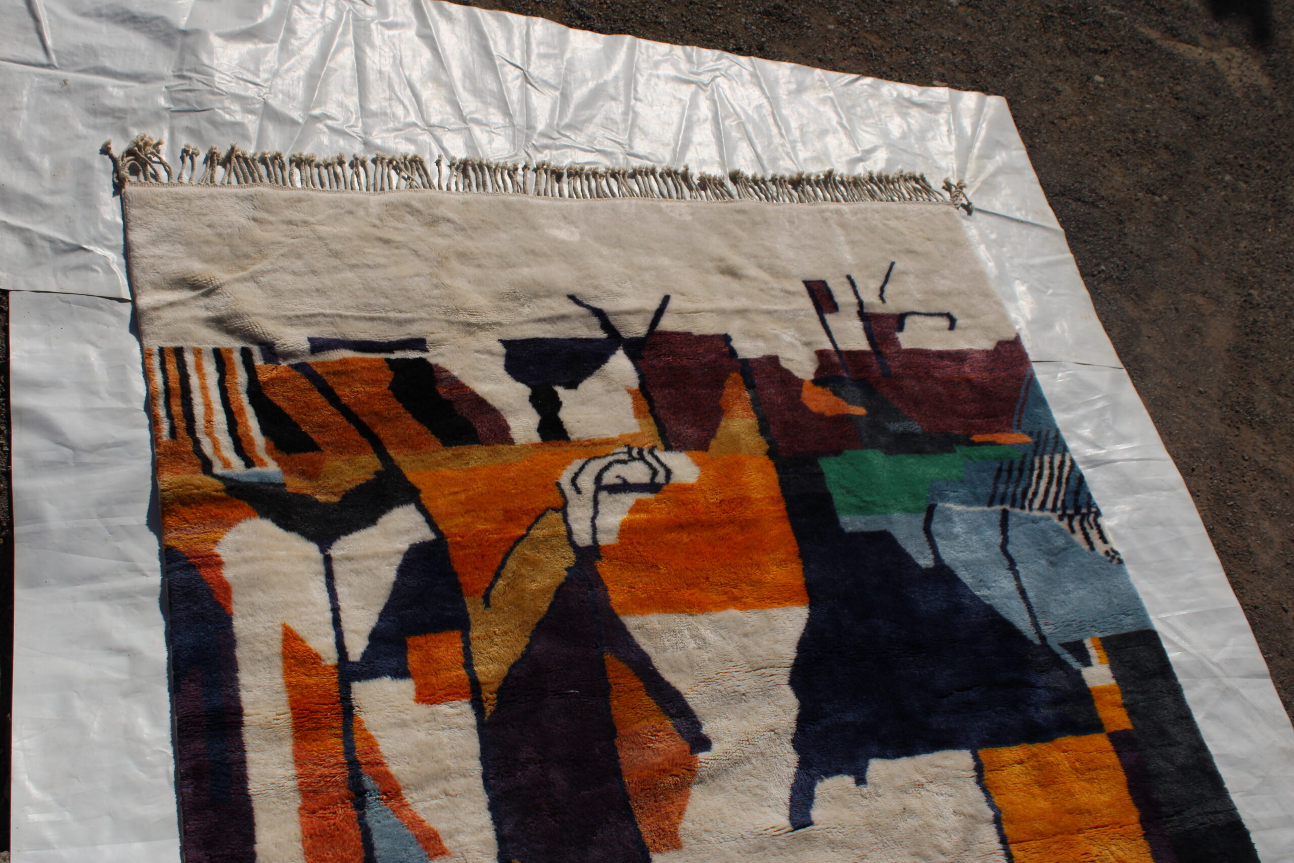 Abstract Moroccan Handmade Wool Rug – Multicolor Modern Berber Design - Image 4