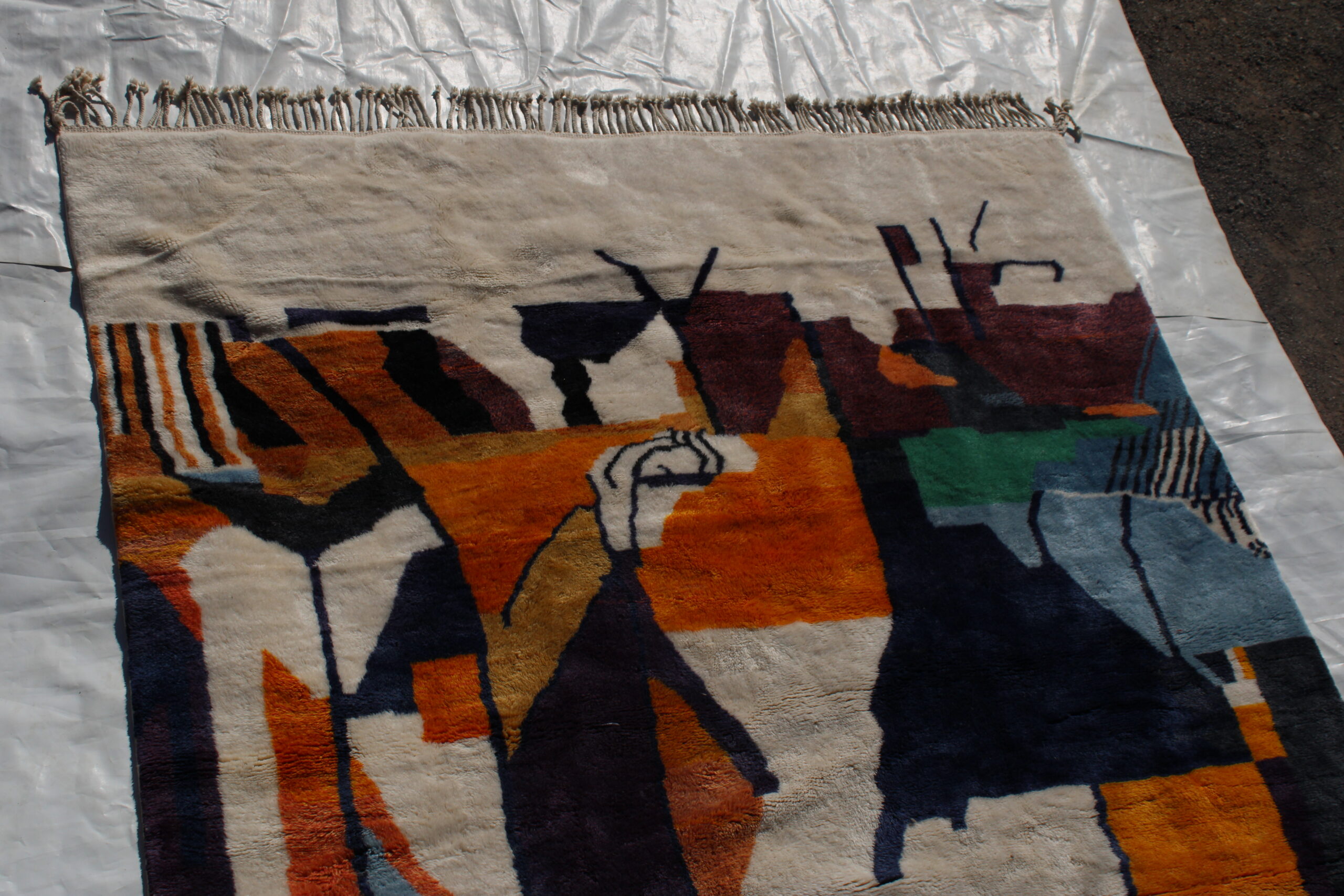 Abstract Moroccan Handmade Wool Rug – Multicolor Modern Berber Design - Image 3