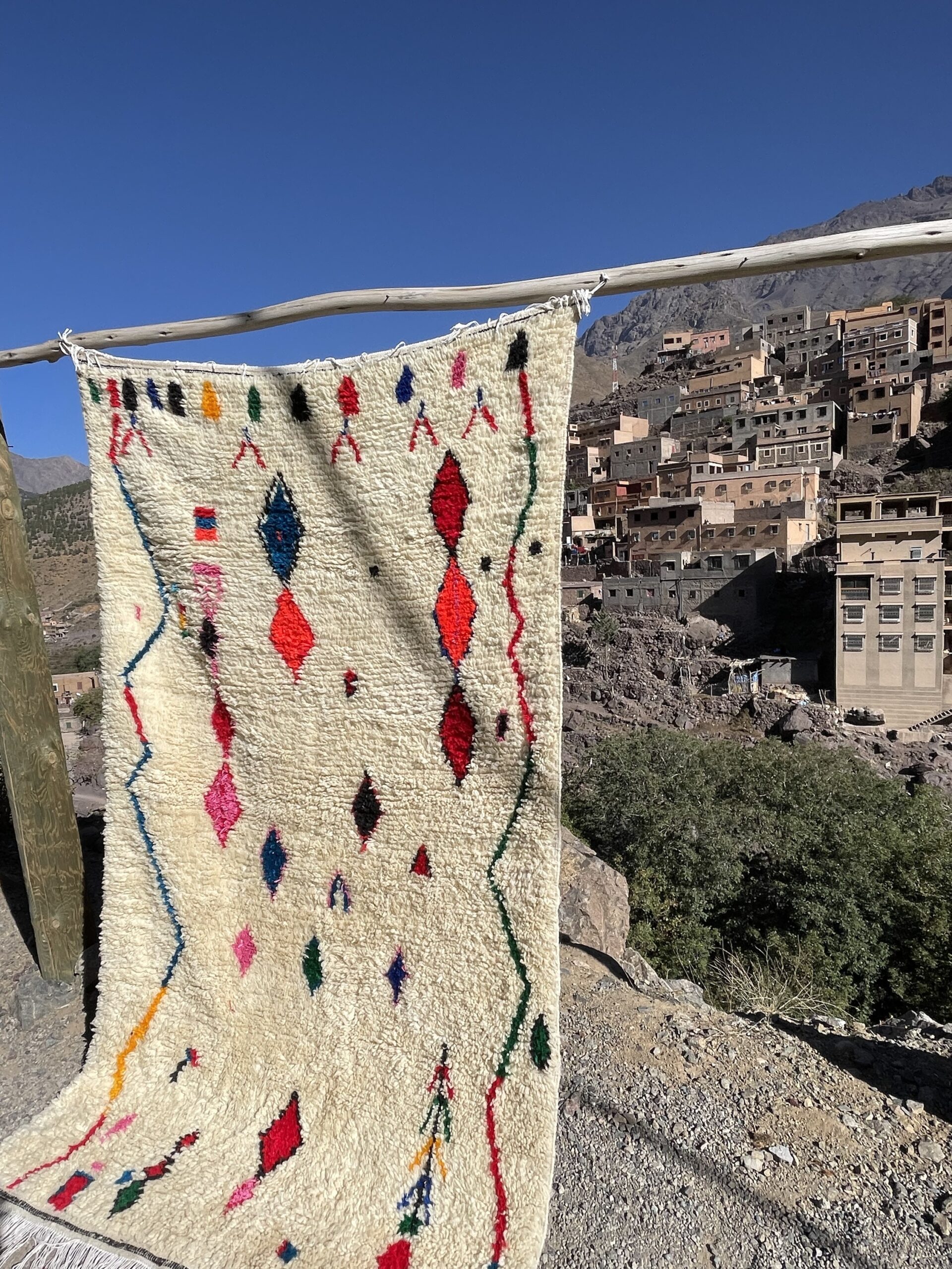 Azilal Moroccan Rug 240x150 cm | Hand-Knotted Berber Wool Rug | Authentic Atlas Mountain Weaving | Boho Tribal Moroccan Carpet | 7.9x4.9 ft - Image 13