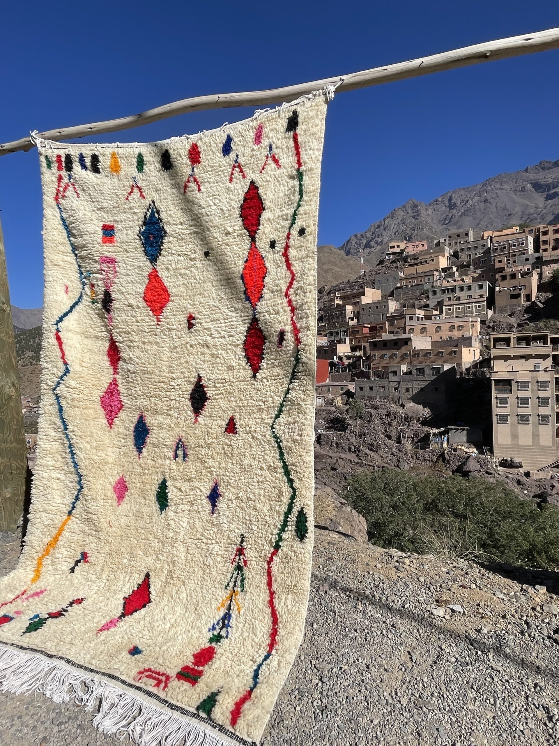 Azilal Moroccan Rug 240x150 cm | Hand-Knotted Berber Wool Rug | Authentic Atlas Mountain Weaving | Boho Tribal Moroccan Carpet | 7.9x4.9 ft - Image 9