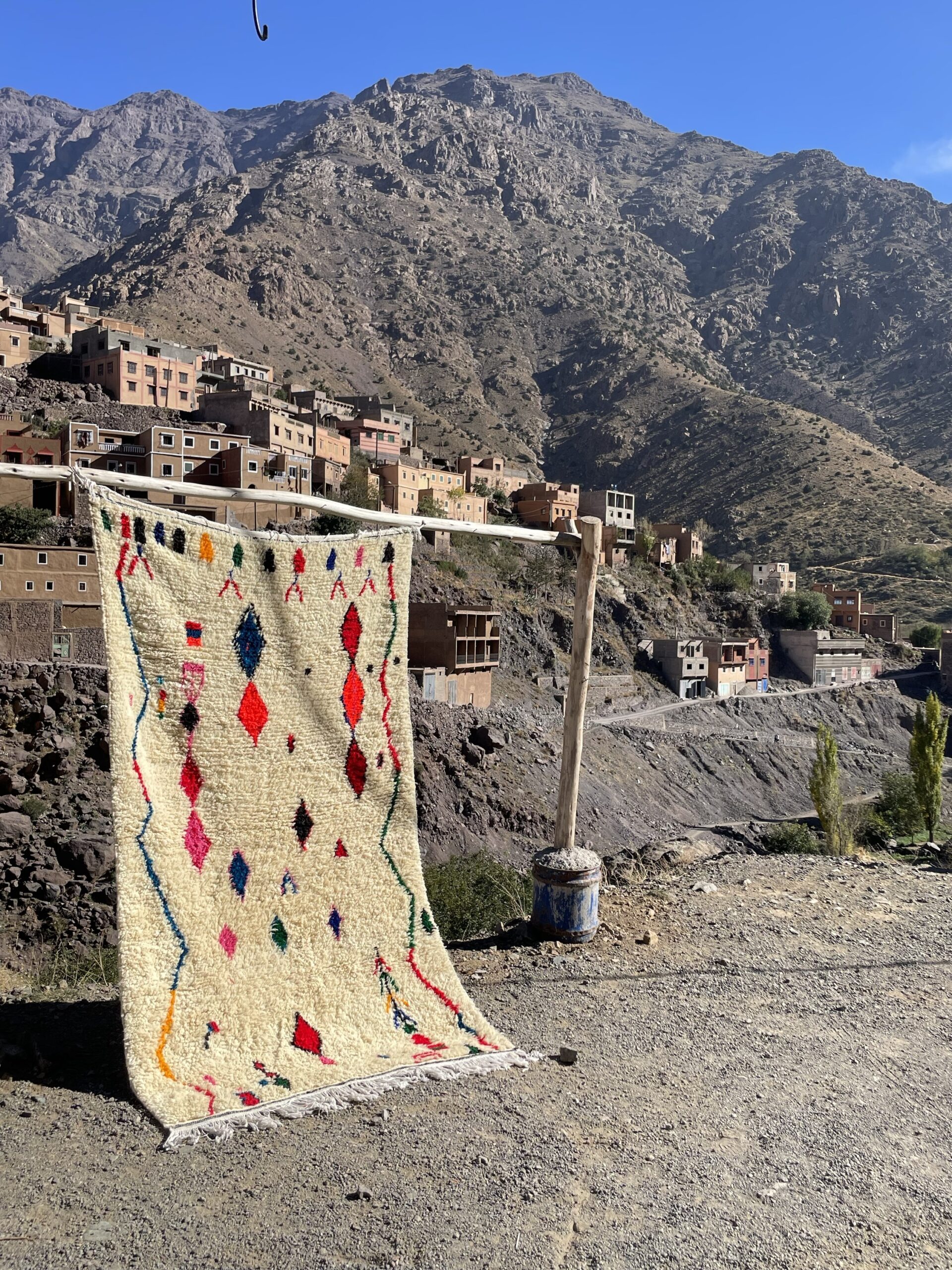 Azilal Moroccan Rug 240x150 cm | Hand-Knotted Berber Wool Rug | Authentic Atlas Mountain Weaving | Boho Tribal Moroccan Carpet | 7.9x4.9 ft - Image 8