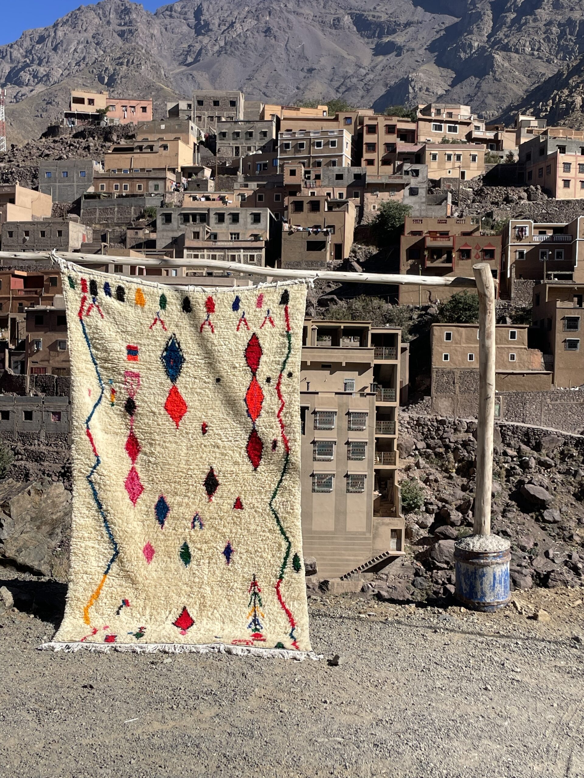 Azilal Moroccan Rug 240x150 cm | Hand-Knotted Berber Wool Rug | Authentic Atlas Mountain Weaving | Boho Tribal Moroccan Carpet | 7.9x4.9 ft - Image 7