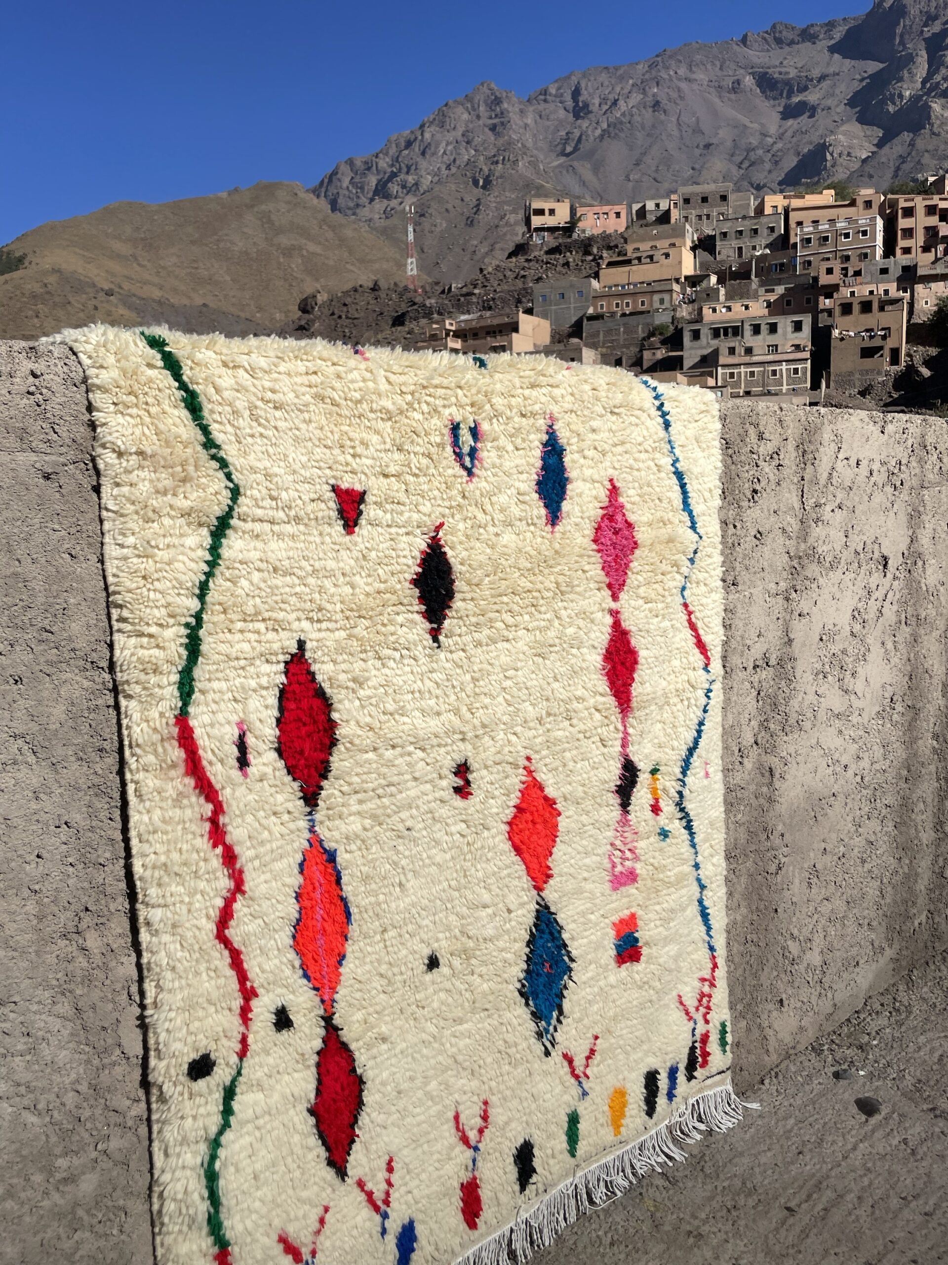 Azilal Moroccan Rug 240x150 cm | Hand-Knotted Berber Wool Rug | Authentic Atlas Mountain Weaving | Boho Tribal Moroccan Carpet | 7.9x4.9 ft - Image 4