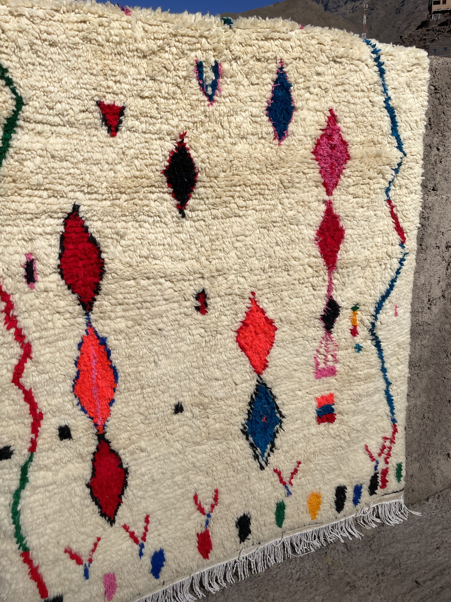 Azilal Moroccan Rug 240x150 cm | Hand-Knotted Berber Wool Rug | Authentic Atlas Mountain Weaving | Boho Tribal Moroccan Carpet | 7.9x4.9 ft - Image 6