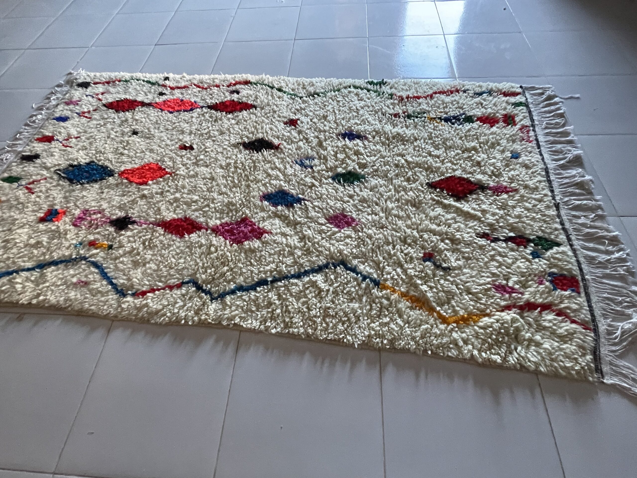 Azilal Moroccan Rug 240x150 cm | Hand-Knotted Berber Wool Rug | Authentic Atlas Mountain Weaving | Boho Tribal Moroccan Carpet | 7.9x4.9 ft - Image 10