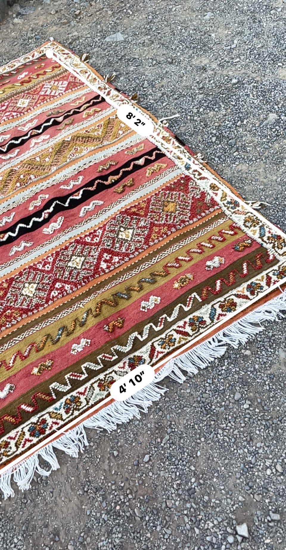 Handmade Glaoui Rug 249 x 147 cm (8'2" x 4'10") | Authentic Moroccan Timnay Weaving | Berber Tribal Wool Rug | Siroua Region | Ait Ouaghrda Artisan Hanbel - Image 7