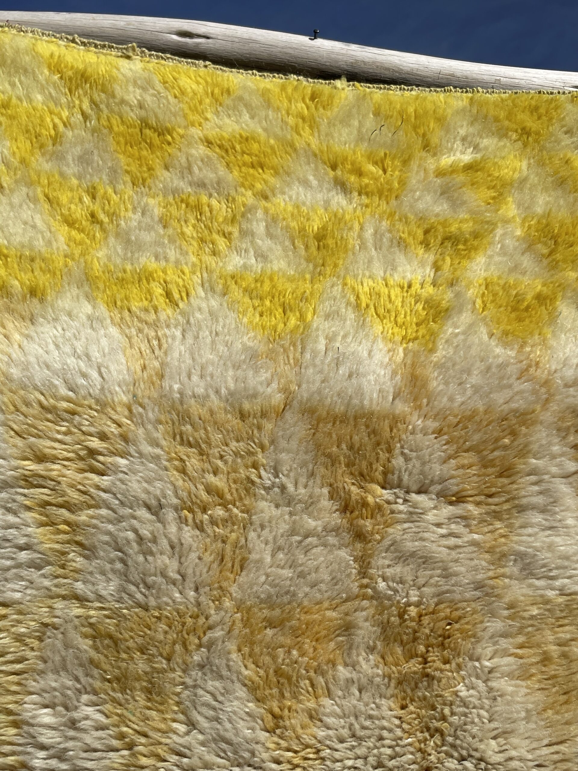 Yellow Beni Ourain Rug
Handwoven Moroccan Wool Rug
Geometric Berber Rug
Authentic Beni Ourain Carpet
Moroccan Shag Wool Area Rug
Yellow & Ivory Tribal Rug - Image 4