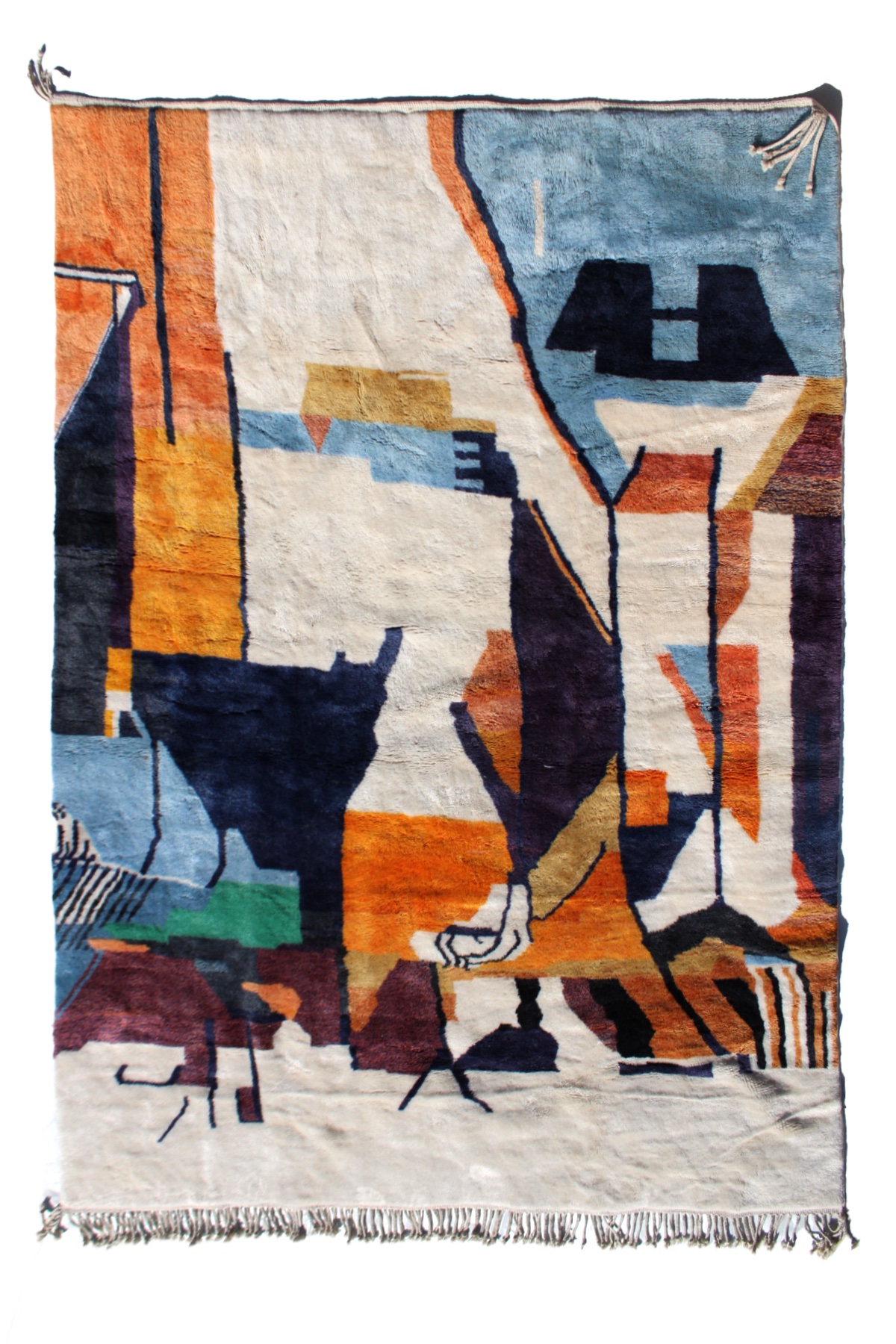 Abstract Moroccan Handmade Wool Rug – Multicolor Modern Berber Design