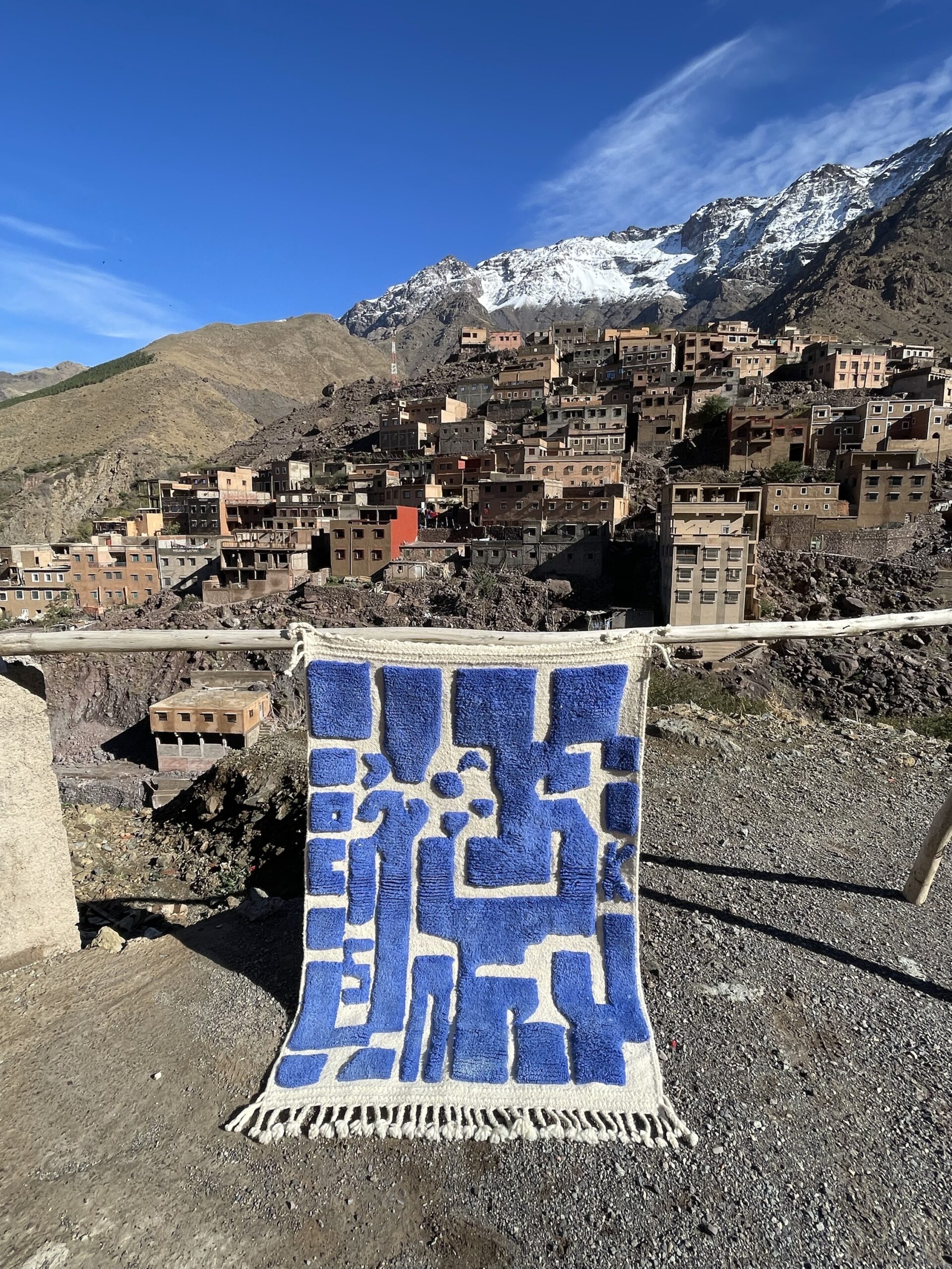 Handmade Beni Imlil Moroccan Rug – Blue & Cream Berber Wool Carpet (150 × 100 cm) - Image 7