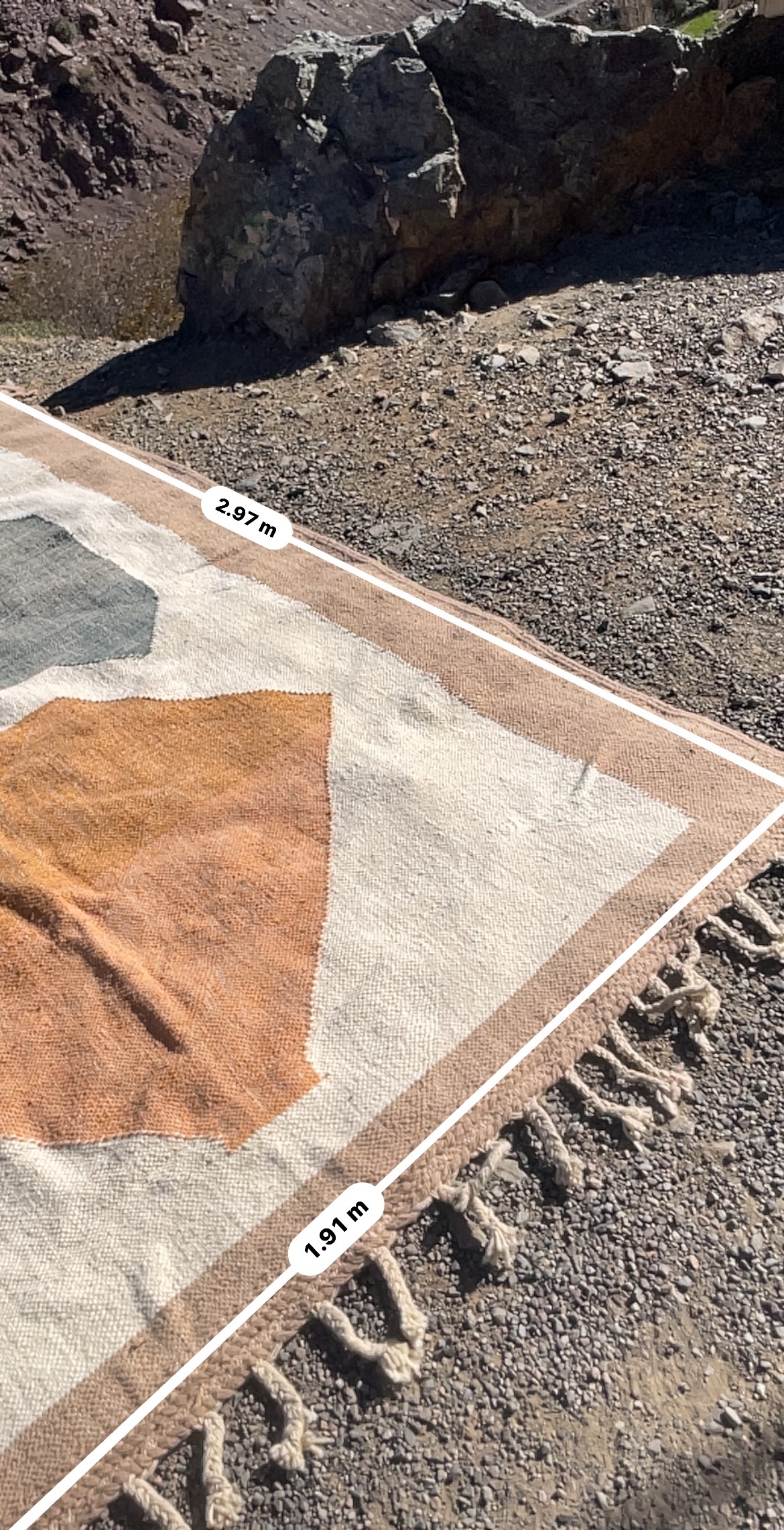 Zanafi Moroccan Carpet 300×200 cm (9.8×6.5 ft) – Handmade Wool Rug with Terracotta & Blue Geometric Design - Image 8