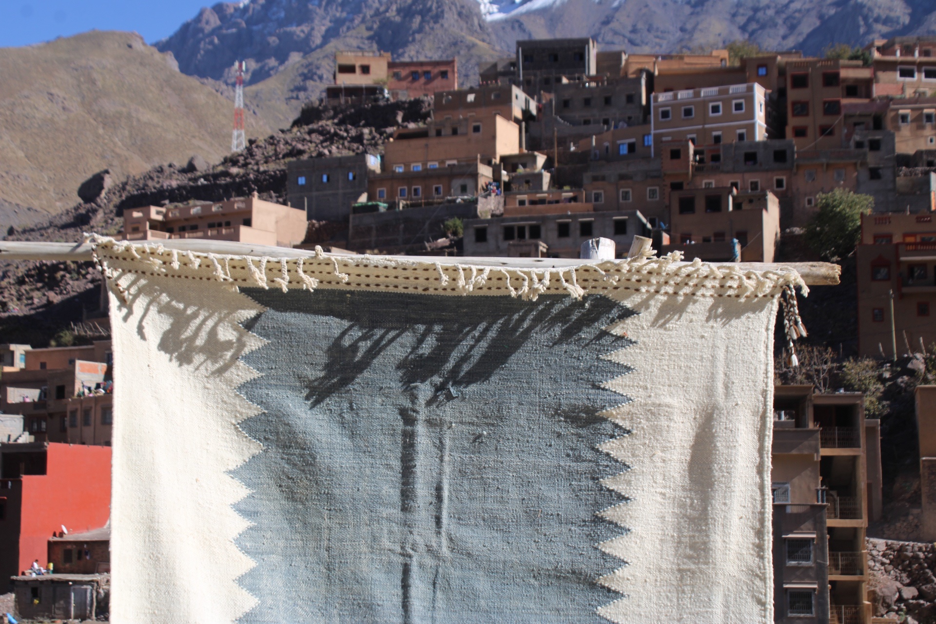 Handwoven Moroccan Berber Rug – 300×200 cm (9.8×6.5 ft) – Geometric Wool Carpet in Blue & Terracotta - Image 8