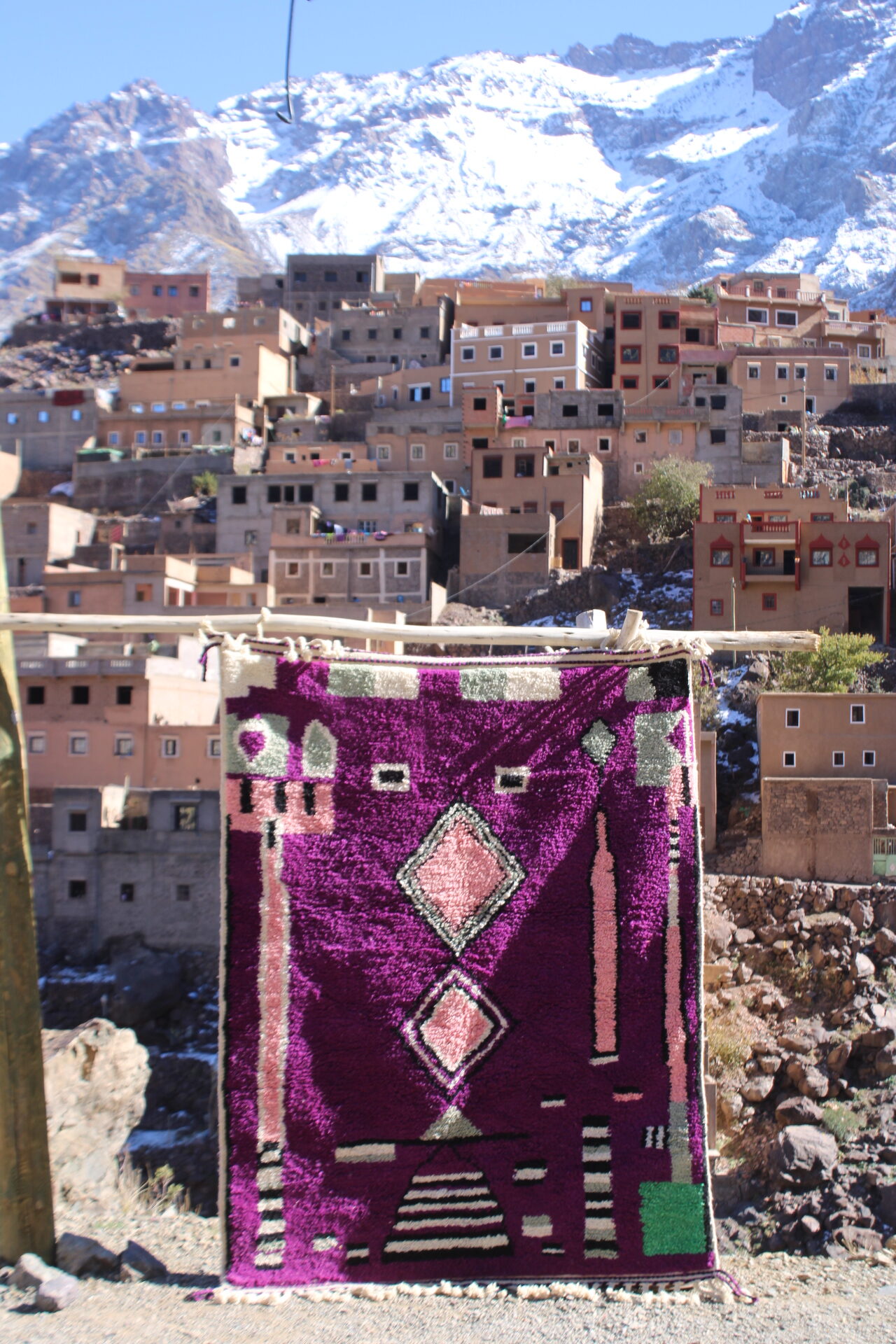 Tazulit – Handwoven Moroccan Rug | Purple Geometric Amazigh Wool Carpet | 200×150 cm (6.5×5 ft) | Cooperative Adrar - Image 6