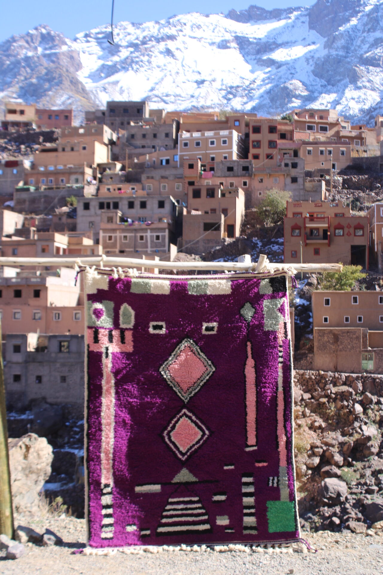 Tazulit – Handwoven Moroccan Rug | Purple Geometric Amazigh Wool Carpet | 200×150 cm (6.5×5 ft) | Cooperative Adrar - Image 5