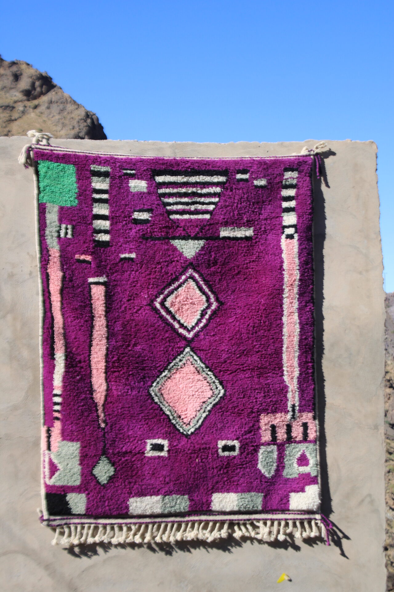 Tazulit – Handwoven Moroccan Rug | Purple Geometric Amazigh Wool Carpet | 200×150 cm (6.5×5 ft) | Cooperative Adrar - Image 4