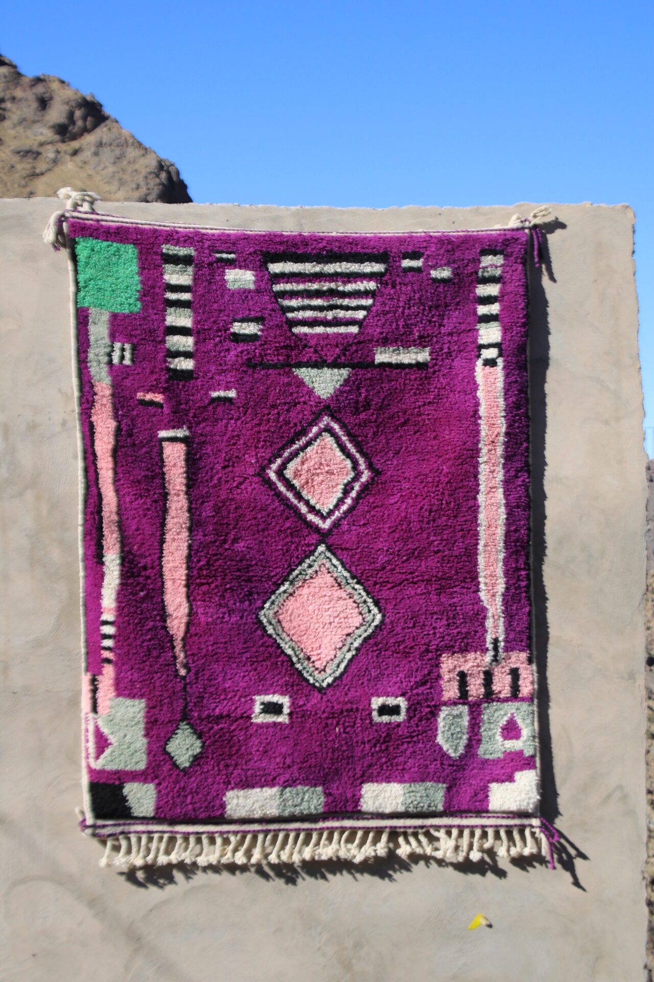 Tazulit – Handwoven Moroccan Rug | Purple Geometric Amazigh Wool Carpet | 200×150 cm (6.5×5 ft) | Cooperative Adrar - Image 3
