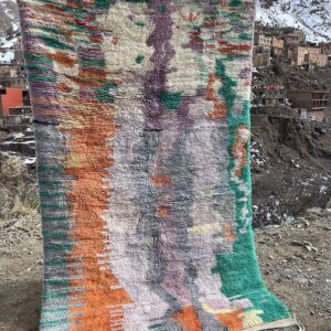 Colorful Moroccan Beni Ourain Rug – Handwoven Wool Berber Carpet 8.2 x 4.9 ft